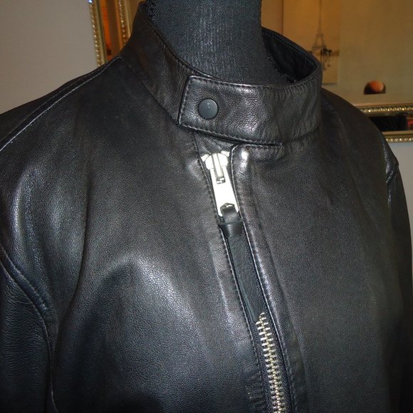 All Saints Mens Kallow Biker Leather Jacket Size XL NWOT - Picture 5 of 7